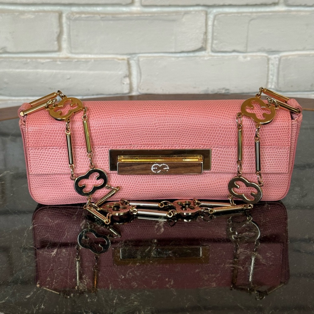Escada Blush Pink Lizard Clutch